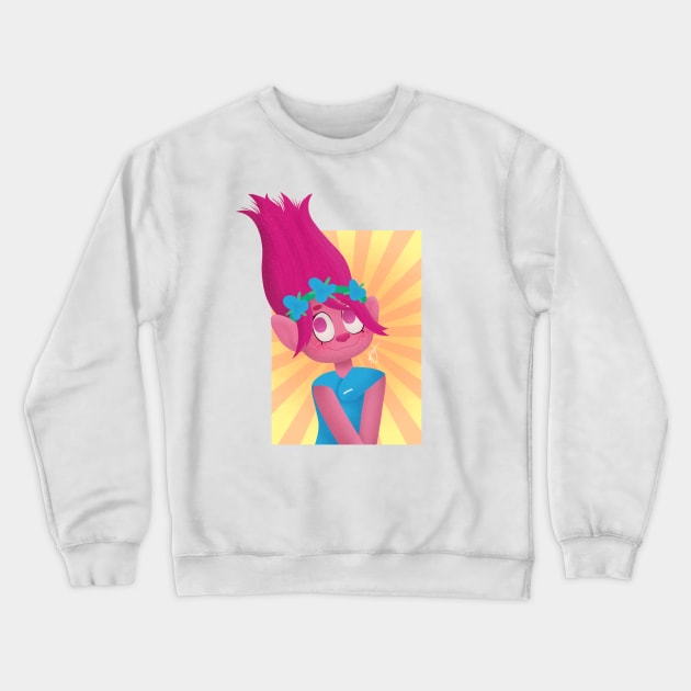 Poppy - Trolls Crewneck Sweatshirt by WhiteRabbitWeirdo